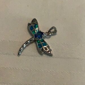 Silver and Blue Dragonfly Pendant